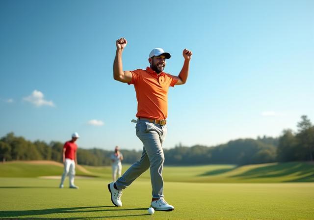 Ein Spieler feiert einen gelungenen Schlag